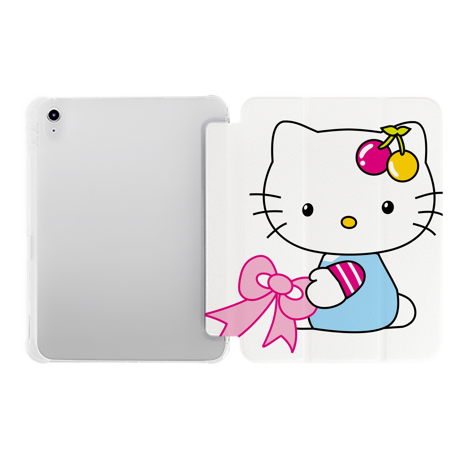 （画像用） Hello Kitty ハローキティ IPad ケース ペン収納付き 三つ折りスタンド PUレザー×シリコン 対応機種9.5/10.5/10.9インチ